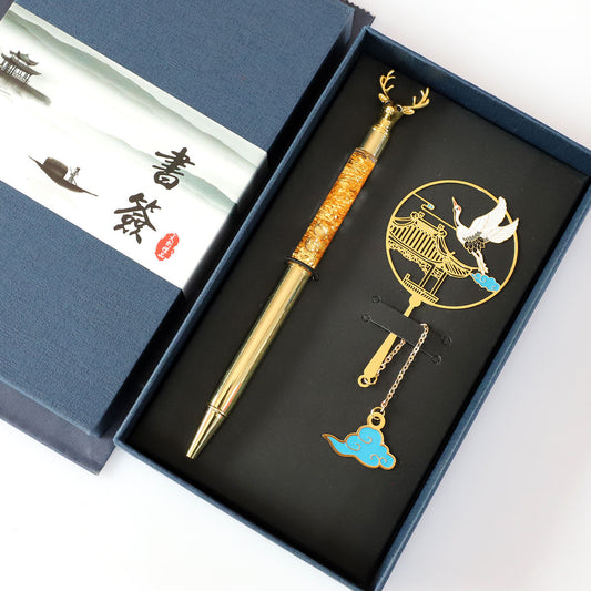 签字笔金属书签礼品套装(送礼品袋)