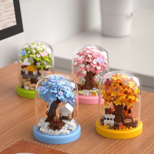 春夏秋冬四季款积木小摆件