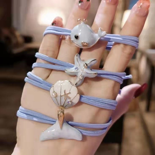 海洋宝贝金属不伤发头绳(4个不同款)