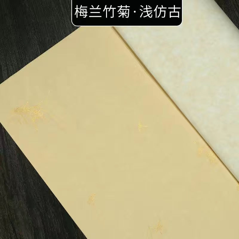 粉彩洒金半生熟宣纸四尺对开书法10张