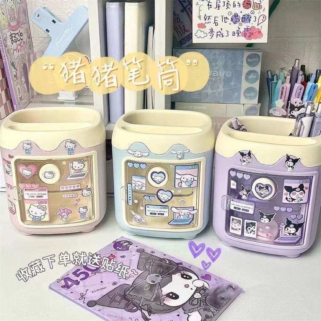 少女心大容量冰箱造型猪猪笔筒
