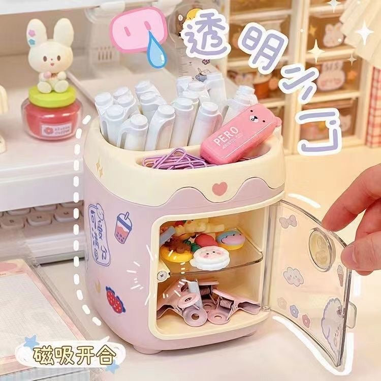 少女心大容量冰箱造型猪猪笔筒