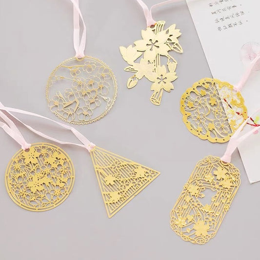 樱花镂空金属书签