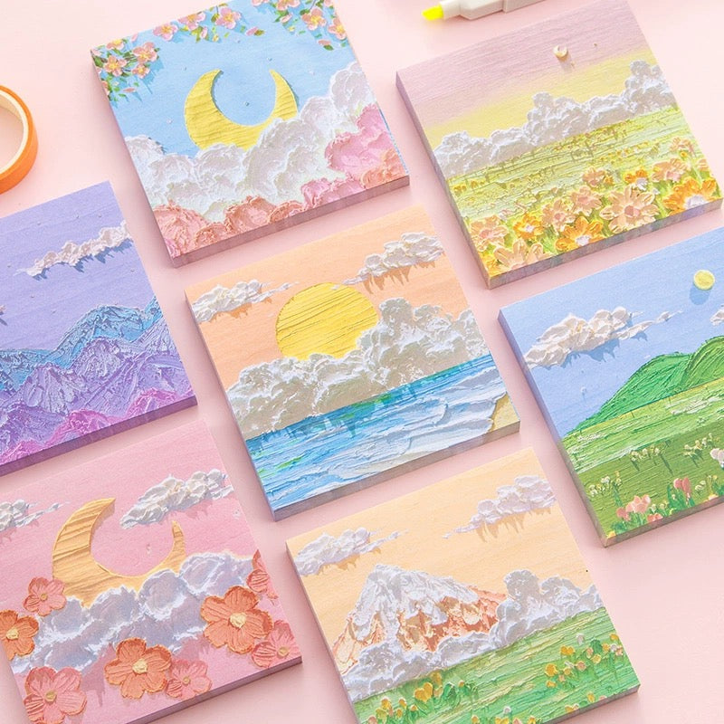 立体感油画棒风景画便签纸(80张)